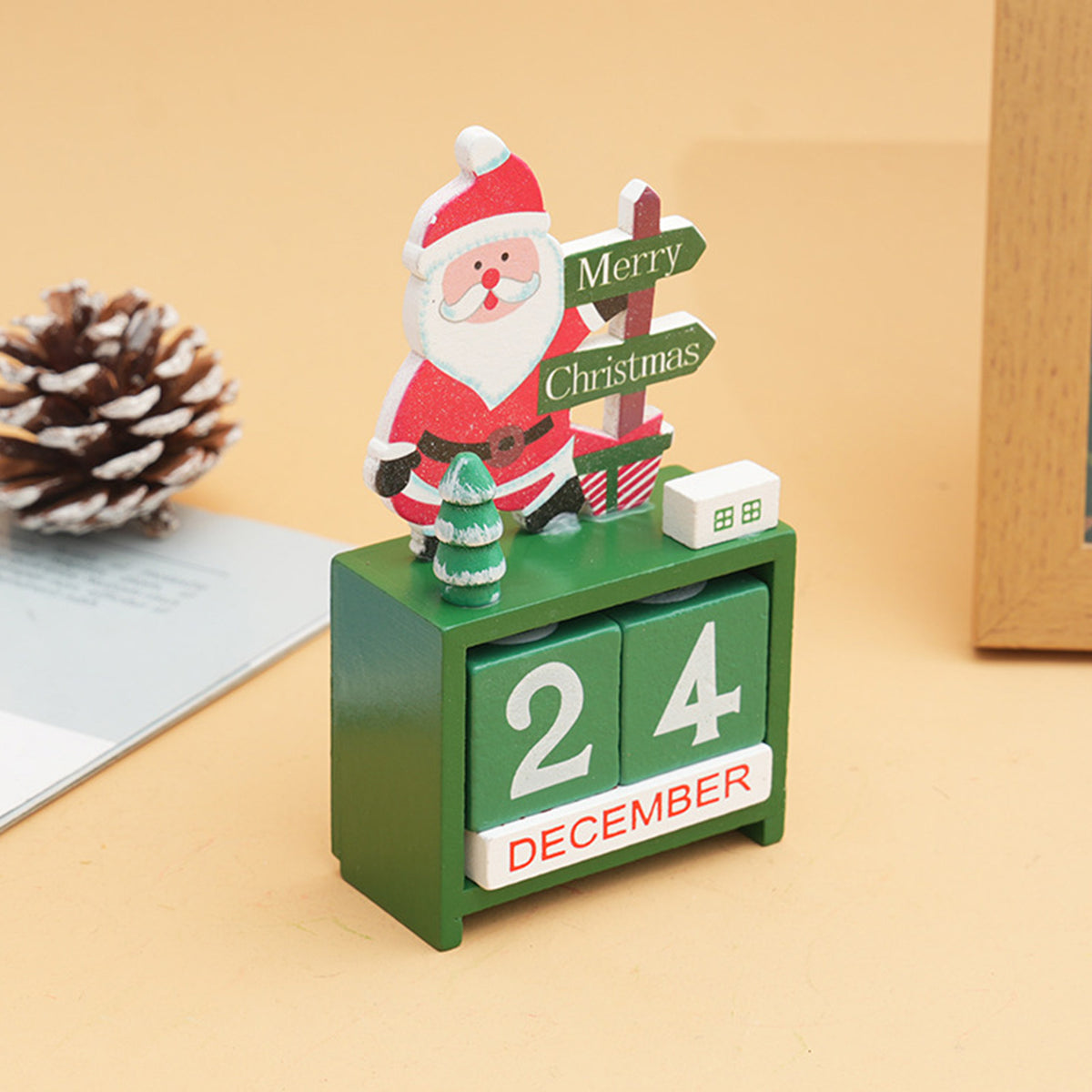Wooden Christmas Countdown Desk Calendar Blocks - image 1