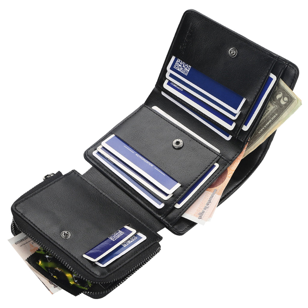 Men's Trifold Leather Wallet with Zip Pocket & ID Window - image 7
