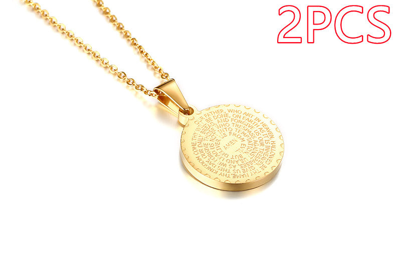 Stainless Steel Rhinestone Prayer English Scripture Pendant - image 8
