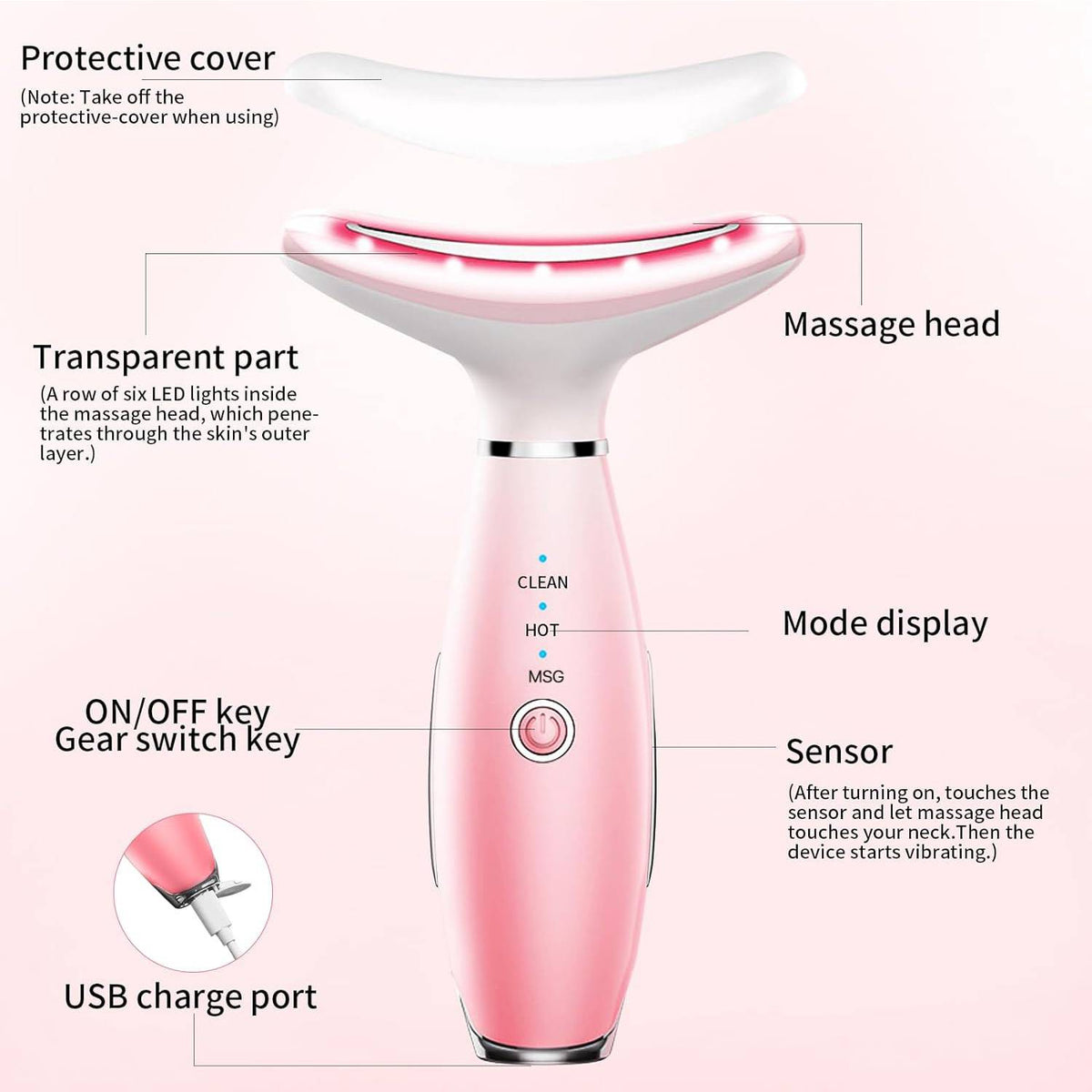 Skin Care Neck Face Massage Tool With Thermals, 3-in-1 Facial Massager - image 3