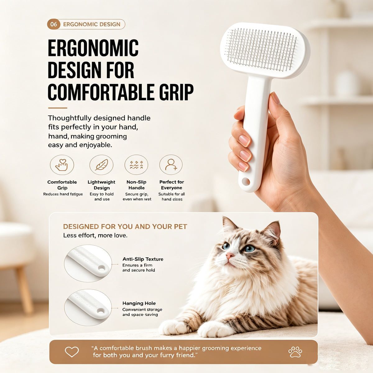 Self-Cleaning Pet Slicker Brush for Cats & Dogs - image 5
