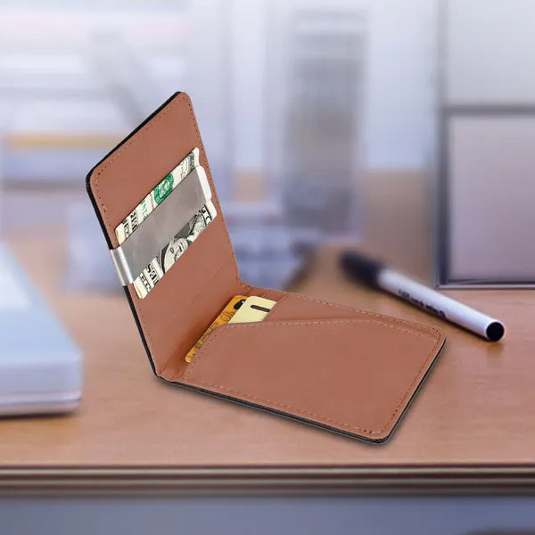 Slim Bifold PU Leather Wallet with Money Clip, RFID Blocking - image 7