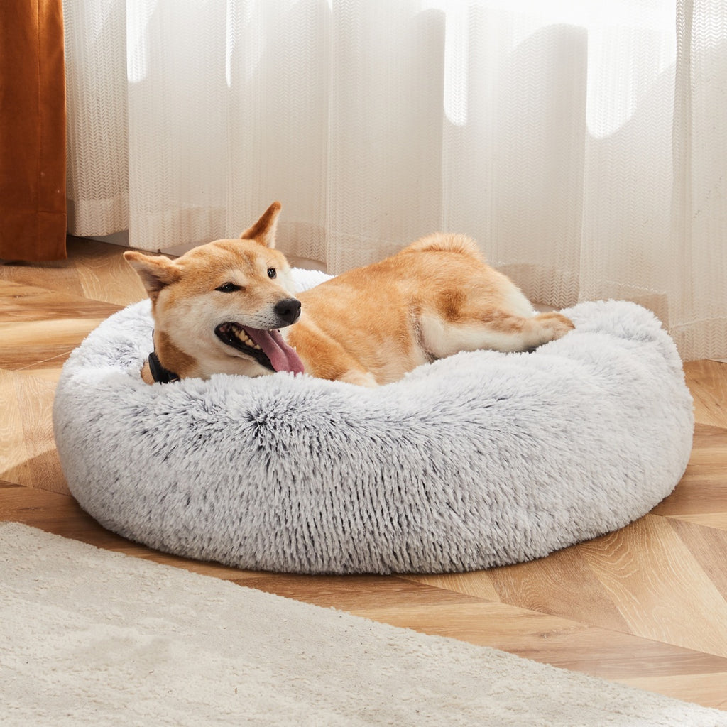 24 Inch Anti-Slip Round Fluffy Plush Faux Fur Cat Bed, Fits Up To 25 L - image 7