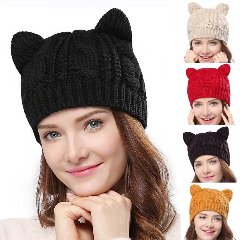 Hand Made 3D Cute Knitted Cat Ear Beanie For Winter - image 3
