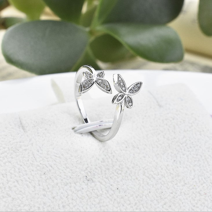 Sterling Silver Adjustable Butterfly Ring - image 1
