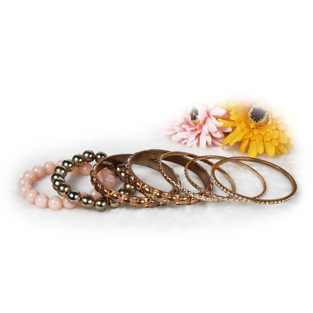 7-Piece Retro Gold-Tone Rhinestone Bangle Set - image 2