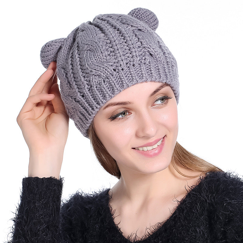 Autumn Winter Cat Ear Knit Beanie - image 3