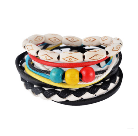 Leather Bracelet Men Multilayer Bead Bracelet Punk Wrap Bracelets for  - image 7