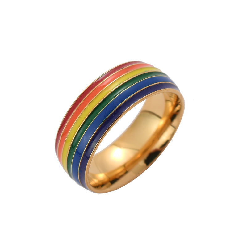 Fashion Rainbow Pride Ring Women Men Gay Lesbian LGBT Stainless Steel - image 5