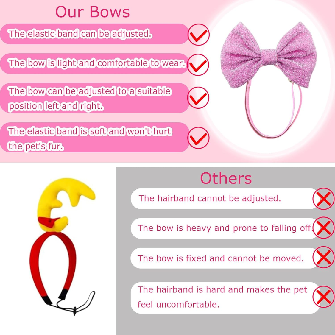 4 Dog Hair Bow Headbands - image 4