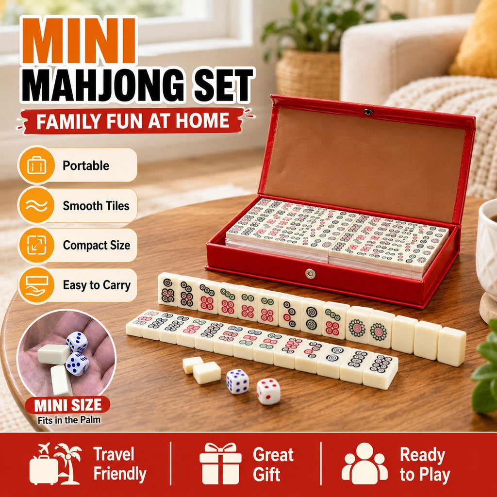 Pocket Mahjong Set, 144 Mini Tiles with Travel Case - image 1