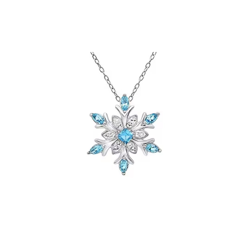Silver-Tone Snowflake Crystal Pendant Necklace - image 2