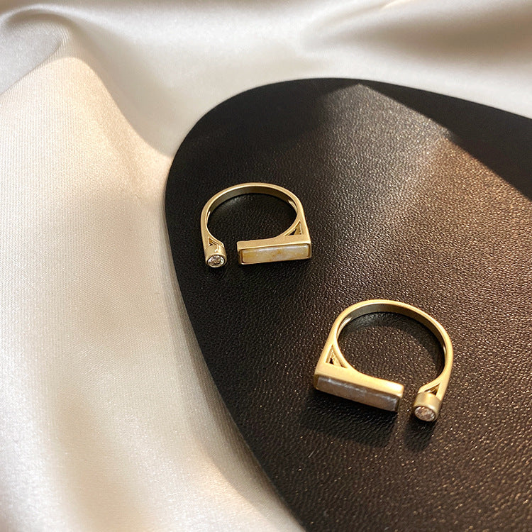 Vintage niche design zircon marble ring - image 2