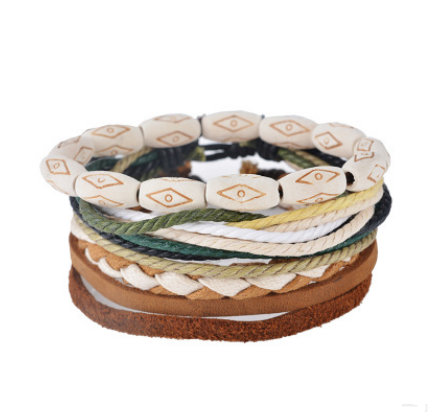 Leather Bracelet Men Multilayer Bead Bracelet Punk Wrap Bracelets for  - image 5