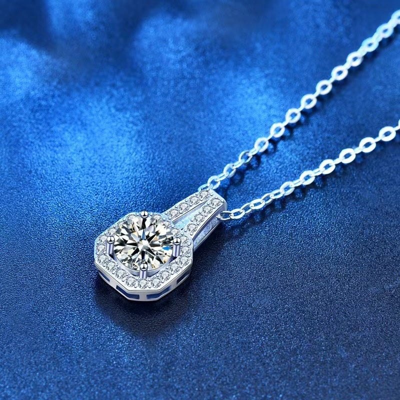 Moissanite S925 Sterling Silver Necklace For Women All-match Niche Hig - image 3