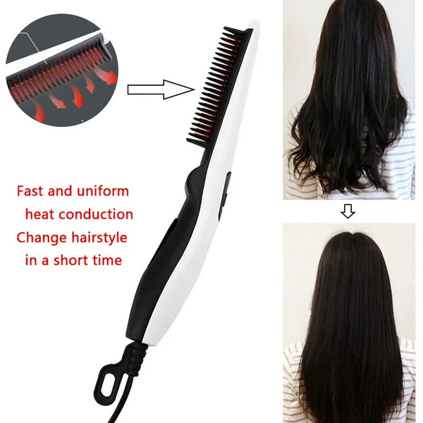 Fast Heated Electric Straight Hair Comb Beard Straightner Brush Styler - image 6