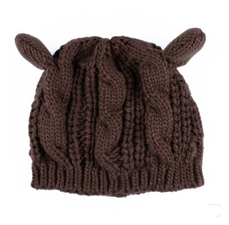Autumn Winter Cat Ear Knit Beanie - image 4