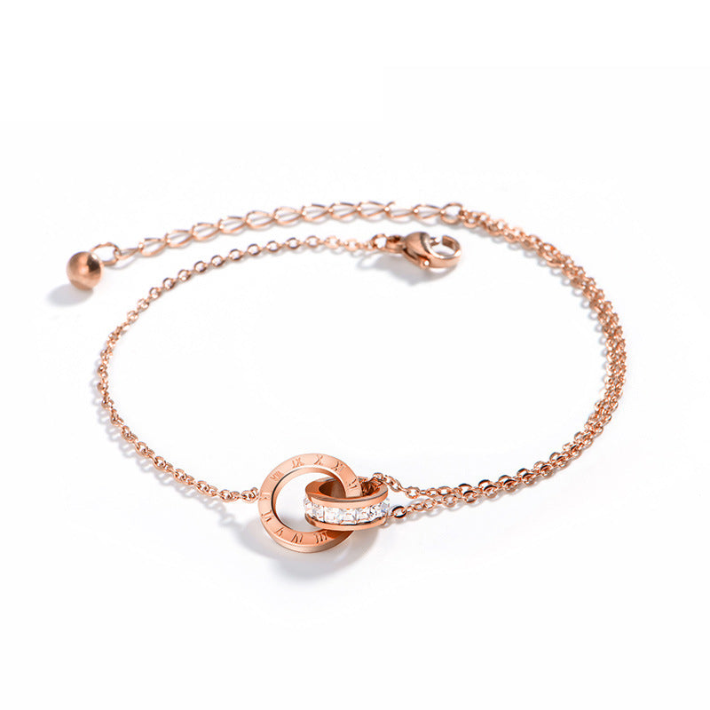 Diamond inlaid zircon titanium steel bracelet - image 1
