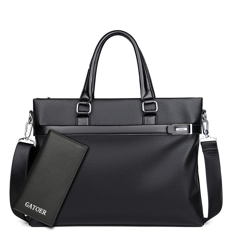 Large Capacity Business Handbag Men's Soft Leather Briefcase - image 3