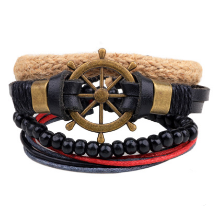 Leather Bracelet Men Multilayer Bead Bracelet Punk Wrap Bracelets for  - image 8