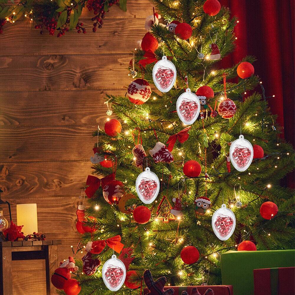 5 PCS Clear Plastic Christmas Balls Baubles Sphere Fillable Xmas Tree  - image 7