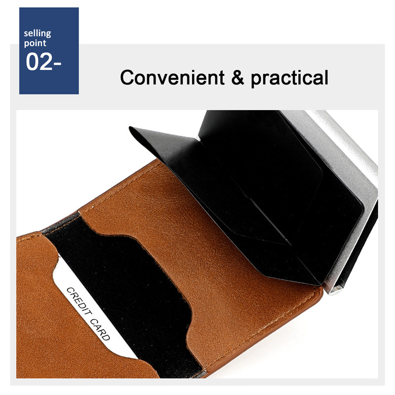 Brown Wallet, Men's Blocking Card Holder Wallet With Hasp Closure - image 2