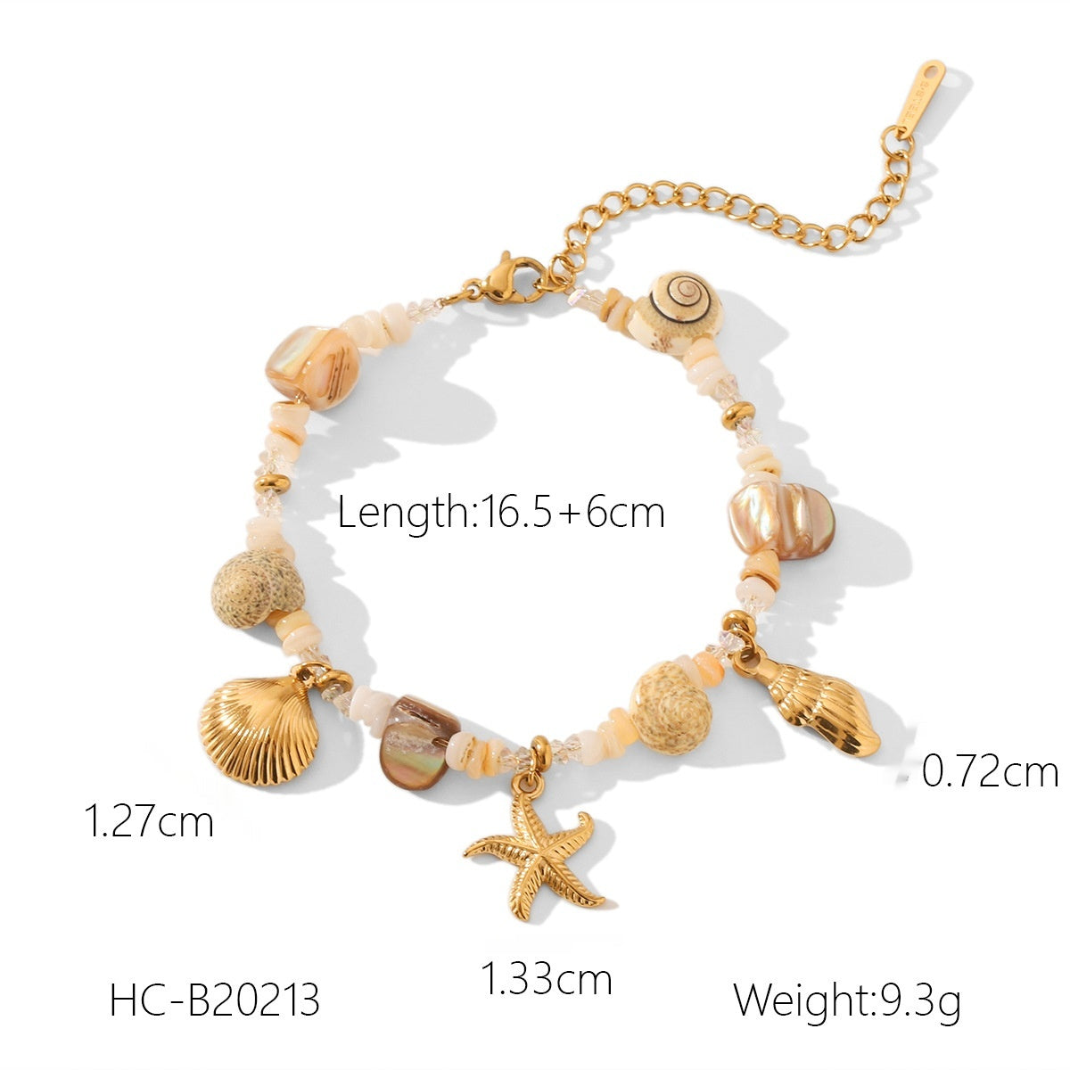 Stainless Steel Conch & Starfish Shell Bracelet - image 2