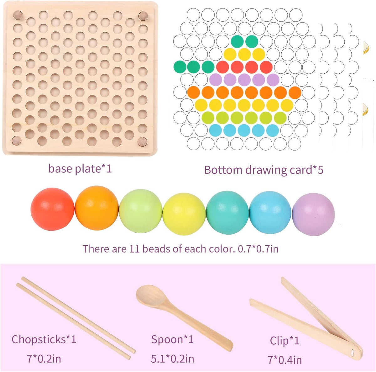 Wooden Peg Board Beads Game, Learning Montessori Toys - image 6