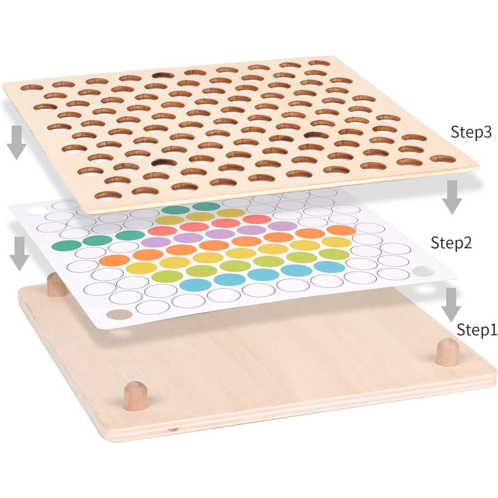 Wooden Peg Board Beads Game, Learning Montessori Toys - image 7