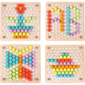 Wooden Peg Board Beads Game, Learning Montessori Toys - image 1
