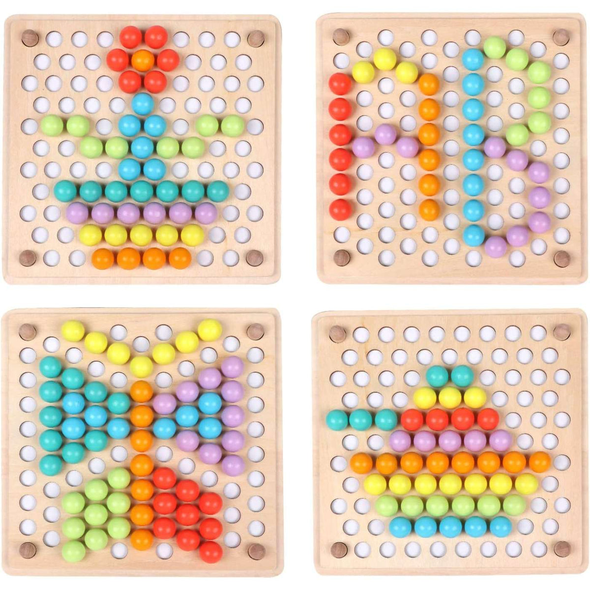 Wooden Peg Board Beads Game, Learning Montessori Toys - image 1