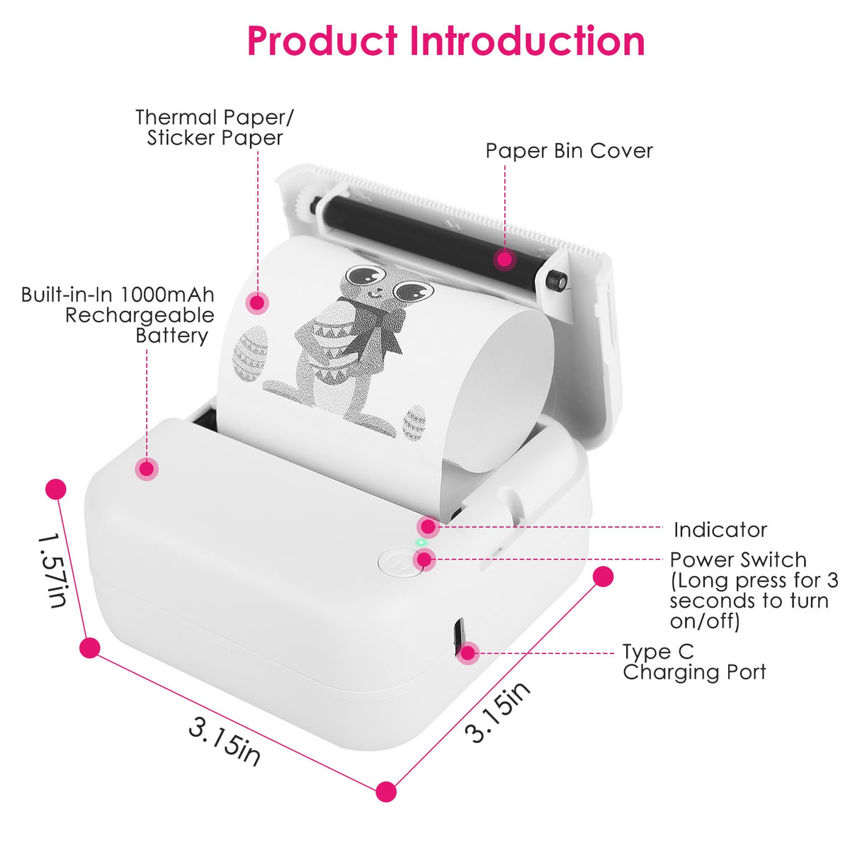 Mini Printer - Printer Paper 'Options' -- Pocket Wireless Thermal Prin - image 4