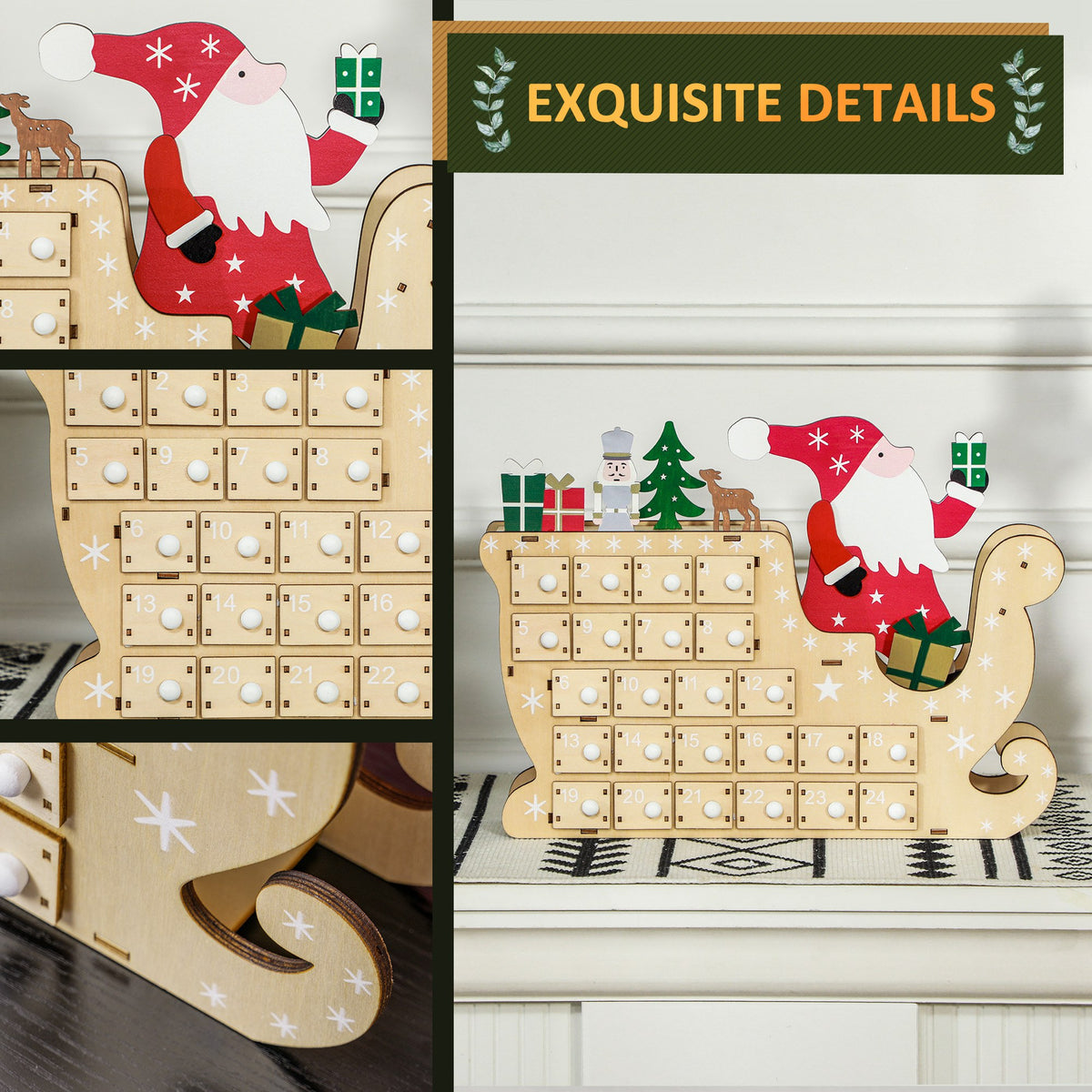 Wooden Christmas Advent Calendar with 24 Drawers - image 2
