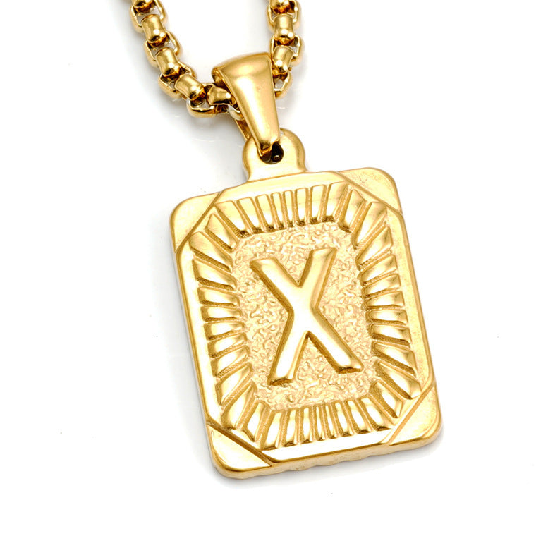 European And American Fashion Men's All-stainless Steel Letter Pendant - image 10