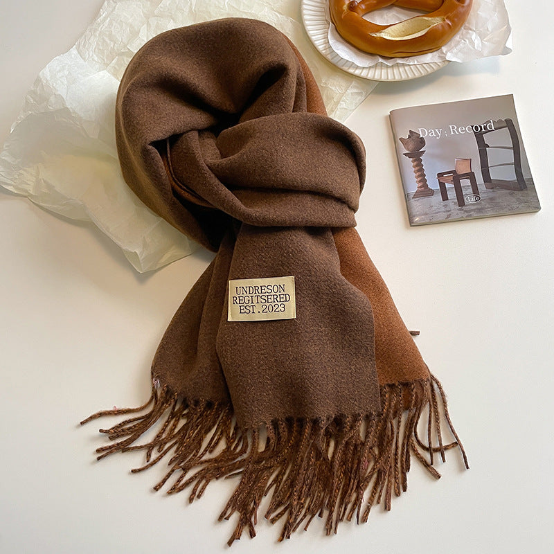 Double-sided Artificial Cashmere Scarf Women's Winter Warm Couple - image 1