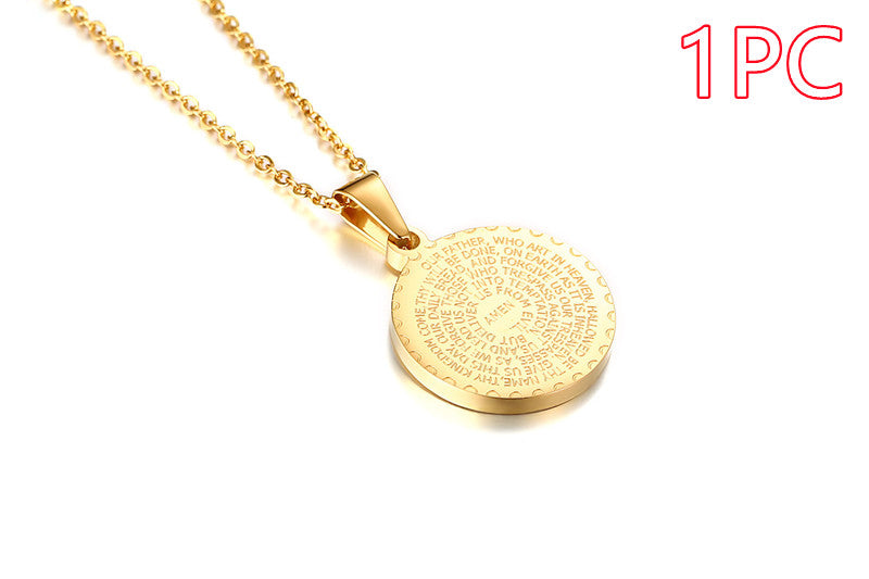 Stainless Steel Rhinestone Prayer English Scripture Pendant - image 3