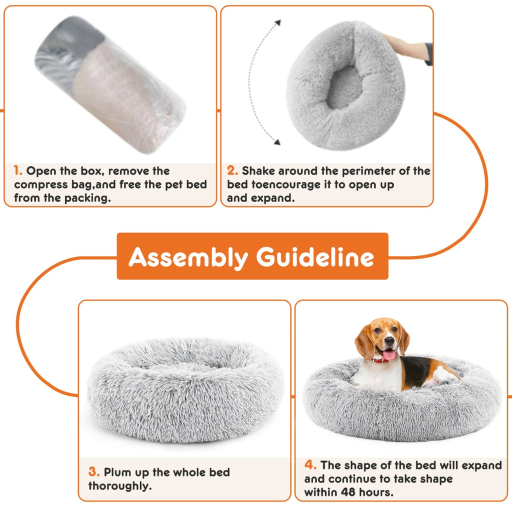 24 Inch Anti-Slip Round Fluffy Plush Faux Fur Cat Bed, Fits Up To 25 L - image 8