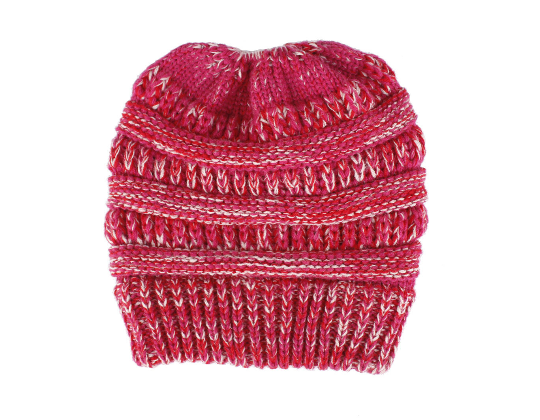 Mixed Color Knitted Wool Hat Ladies Non-labeled Ponytail Hat - image 3