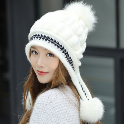 Cozy Knit Fleece-Feel Beanie With Ear Flaps & Pompom Warm Winter Hat F - image 4