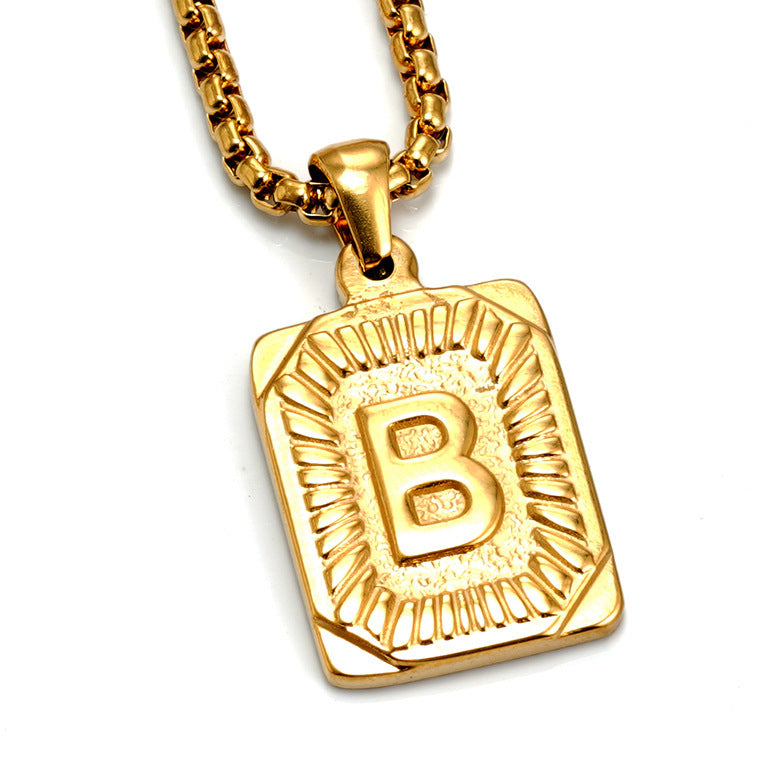 European And American Fashion Men's All-stainless Steel Letter Pendant - image 5