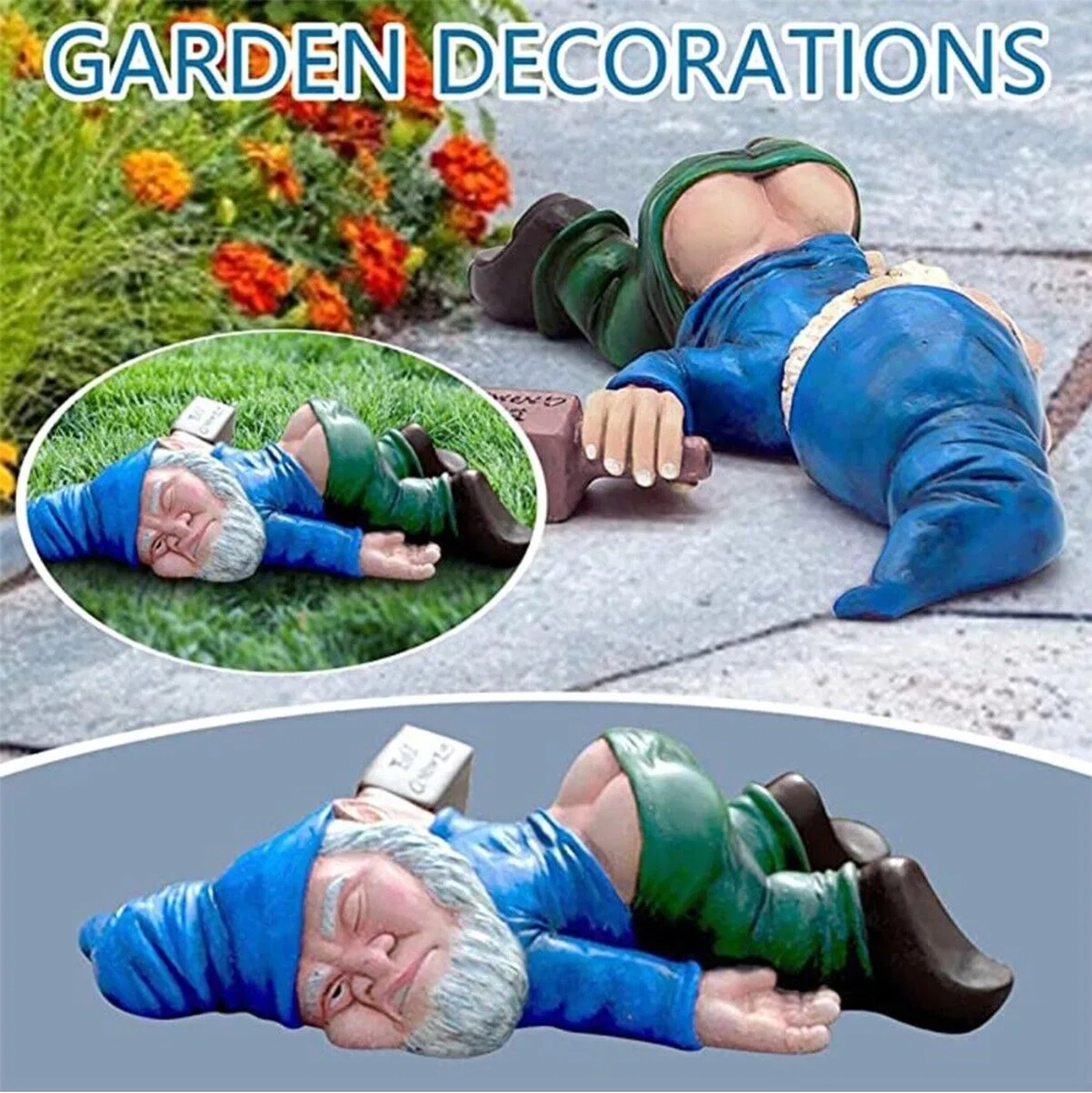 Drunk Garden Gnome Decoration Drunken Ornament Decor Yard Patio Lawn - image 1