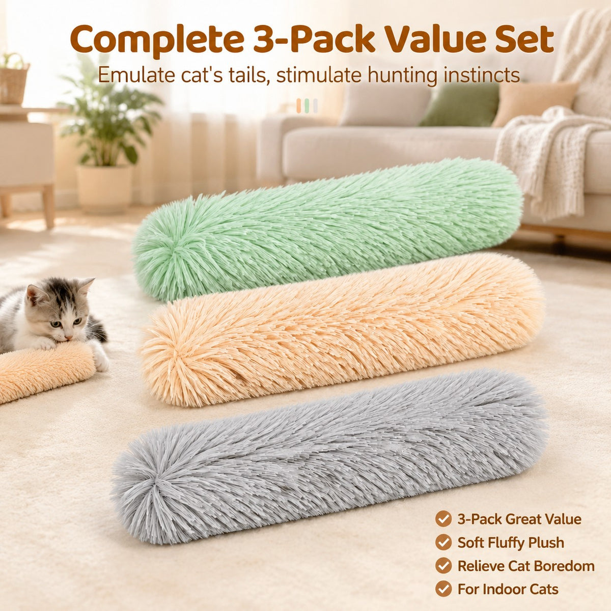 3 Pack Catnip Kicker Toys for Indoor Cats - image 1