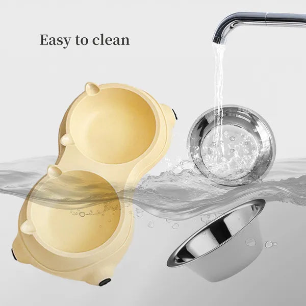 Double Stainless Steel Cat Bowls with Non-Slip Base - image 3