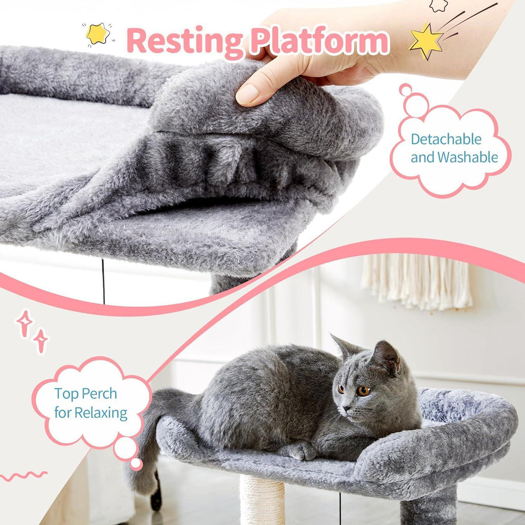 Small 4-in-1 Cat Tree Tower With Self-grooming Brush And Natural Sisal - image 5