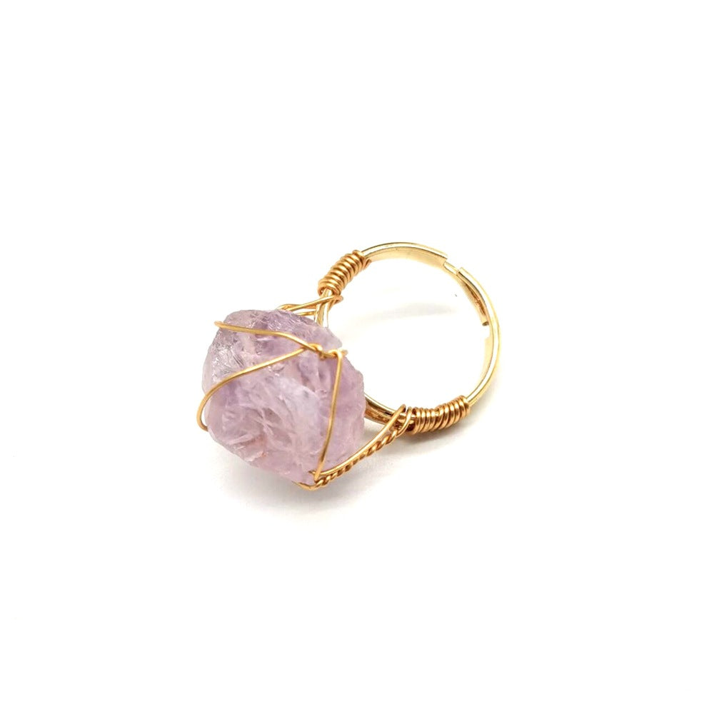 Personality Hand Wrapped Rough Stone Agate Ring - image 1