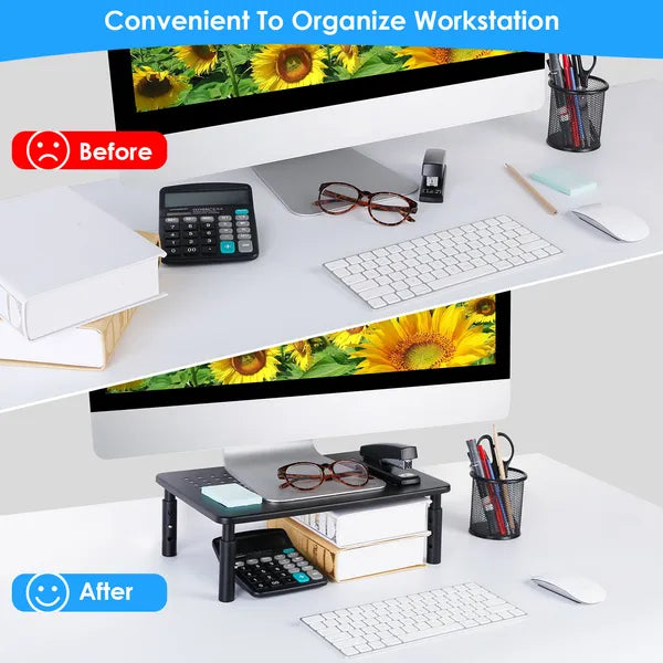 Monitor Stand Riser 3 Height Adjustable Desk Riser Organizer With Vent - image 2