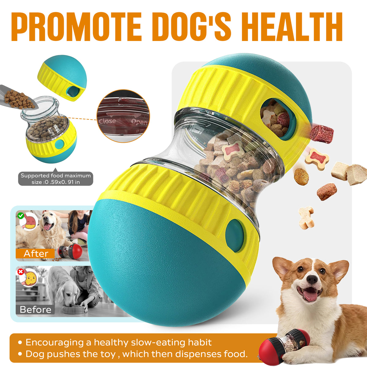 Dog Puzzle Toy, Adjustable Treat Dispensing Ball Food Dispenser Tough  - image 6