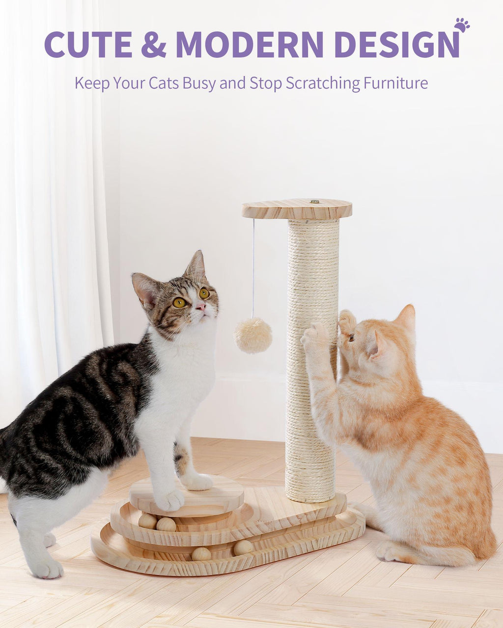 Indoor Cat Soft Scratching Board And Interactive Ball Track Toy Cat Re - image 2