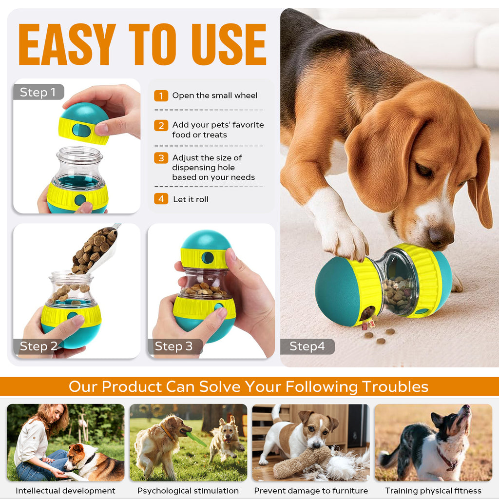 Dog Puzzle Toy, Adjustable Treat Dispensing Ball Food Dispenser Tough  - image 8