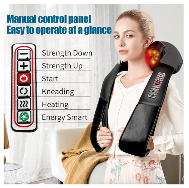Shiatsu Back Neck And Shoulder Massager With Heat Deep Tissue 3D Knead - image 4